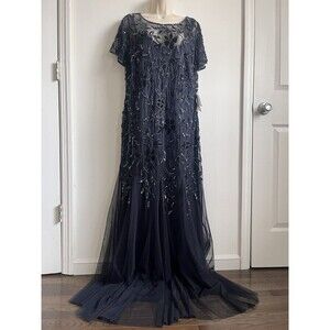 Adrianna Papell NWT Floral Beaded Godet Gown, 18W MOB Evening Event Party
